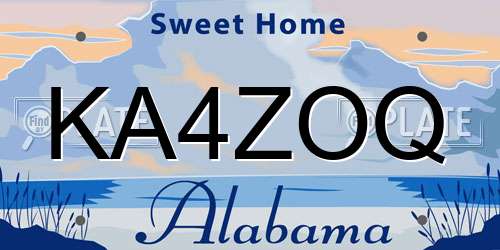 KA4ZOQ Alabama License Plate