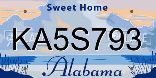 KA5S793 Alabama License Plate