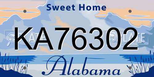 KA76302 Alabama License Plate