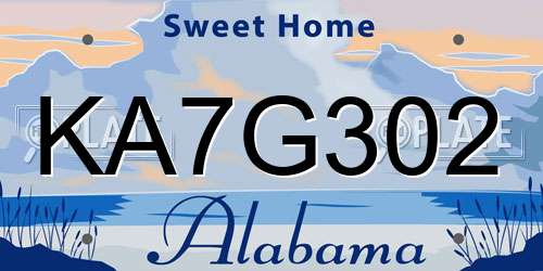 KA7G302 Alabama License Plate