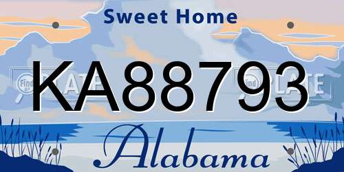 KA88793 Alabama License Plate