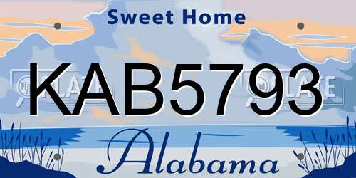 KAB5793 Alabama License Plate