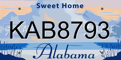 KAB8793 Alabama License Plate