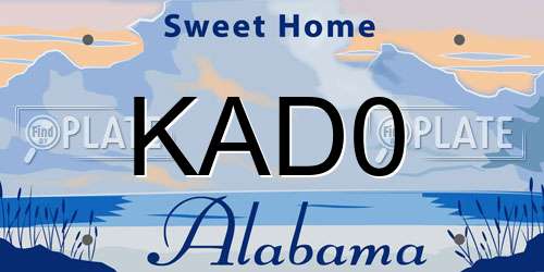 KAD0 Alabama License Plate
