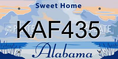 KAF435 Alabama License Plate