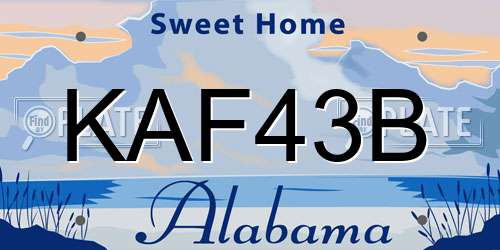 KAF43B Alabama License Plate