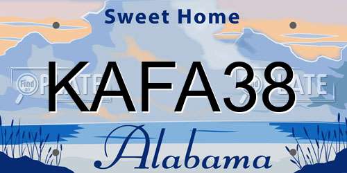 KAFA38 Alabama License Plate