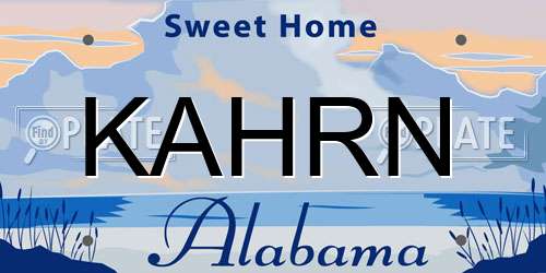 KAHRN Alabama License Plate