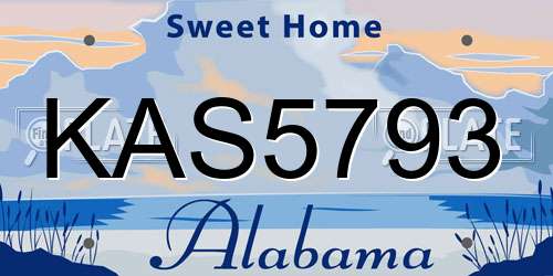 KAS5793 Alabama License Plate