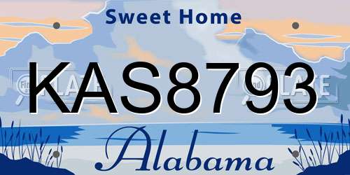 KAS8793 Alabama License Plate