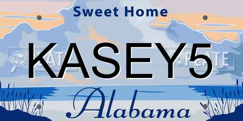 KASEY5 Alabama License Plate