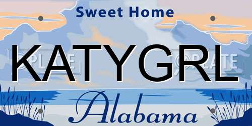 KATYGRL Alabama License Plate