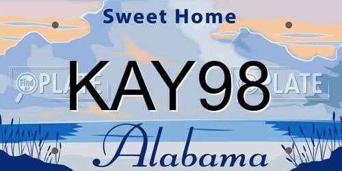 KAY98 Alabama License Plate
