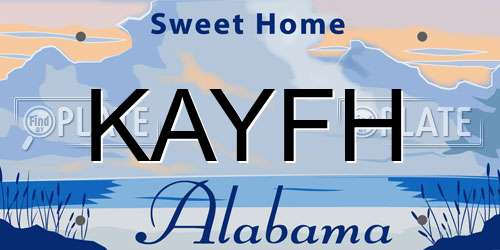 KAYFH Alabama License Plate