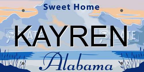 KAYREN Alabama License Plate