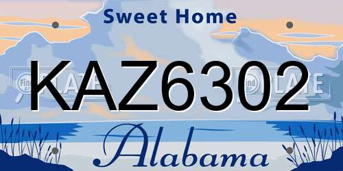 KAZ6302 Alabama License Plate