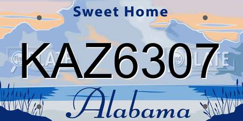 KAZ6307 Alabama License Plate