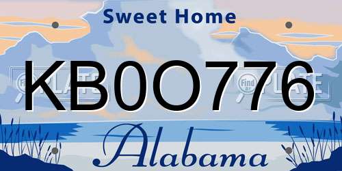 KB0O776 Alabama License Plate