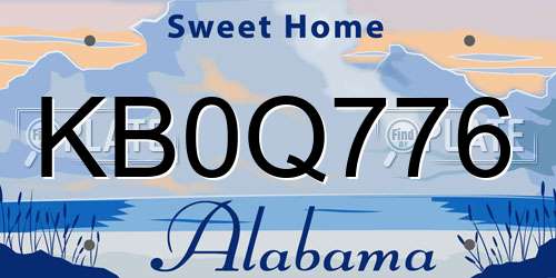 KB0Q776 Alabama License Plate
