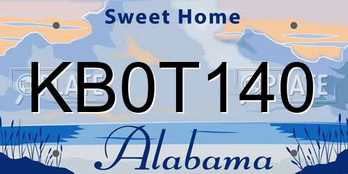 KB0T140 Alabama License Plate