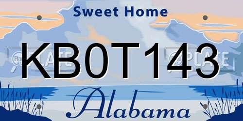 KB0T143 Alabama License Plate