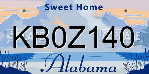 KB0Z140 Alabama License Plate