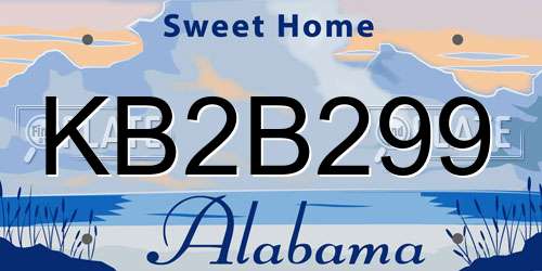 KB2B299 Alabama License Plate