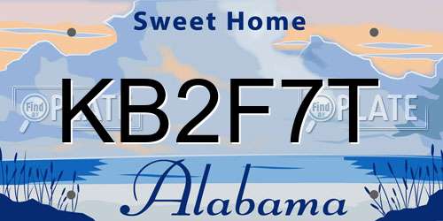 KB2F7T Alabama License Plate