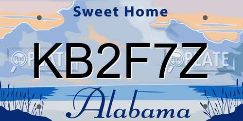 KB2F7Z Alabama License Plate