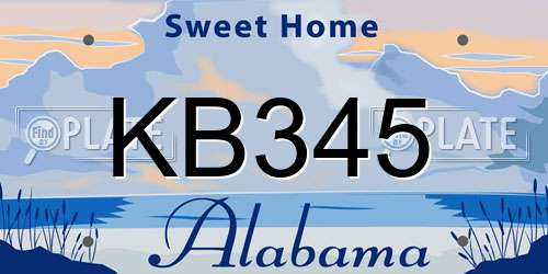 KB345 Alabama License Plate