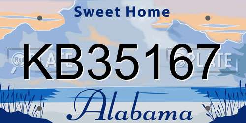 KB35167 Alabama License Plate