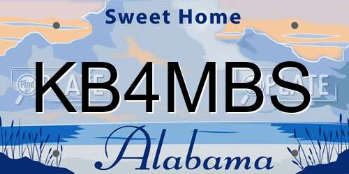 KB4MBS Alabama License Plate