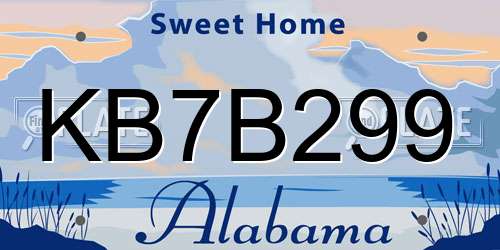 KB7B299 Alabama License Plate