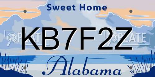 KB7F2Z Alabama License Plate