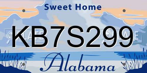 KB7S299 Alabama License Plate