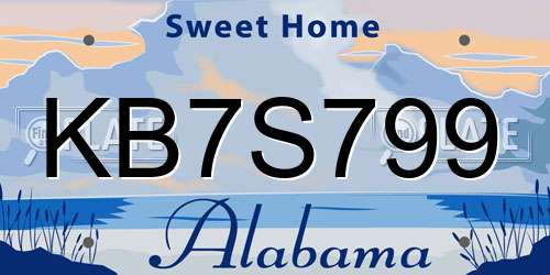 KB7S799 Alabama License Plate