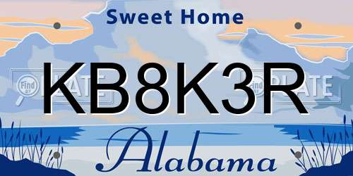 KB8K3R Alabama License Plate