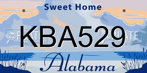 KBA529 Alabama License Plate