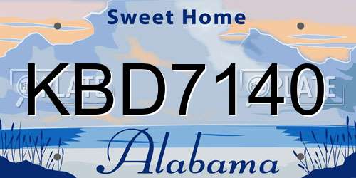 KBD7140 Alabama License Plate