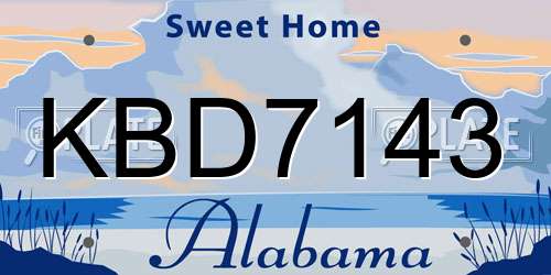 KBD7143 Alabama License Plate