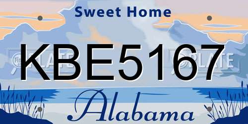 KBE5167 Alabama License Plate