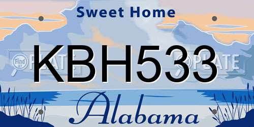 KBH533 Alabama License Plate