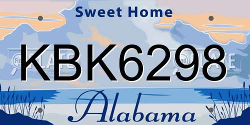KBK6298 Alabama License Plate