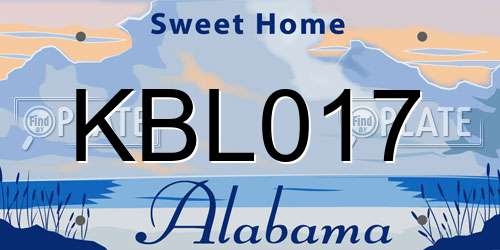KBL017 Alabama License Plate
