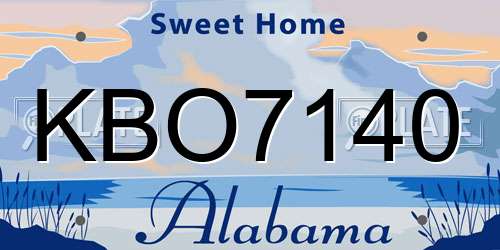 KBO7140 Alabama License Plate