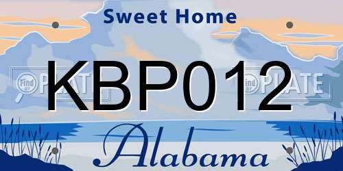 KBP012 Alabama License Plate