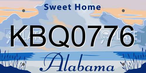 KBQ0776 Alabama License Plate