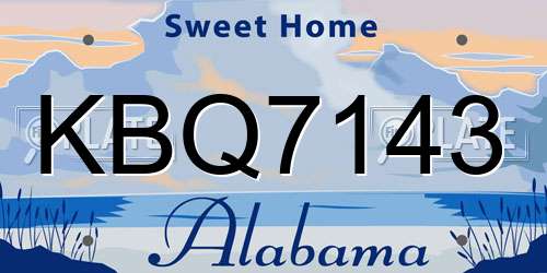 KBQ7143 Alabama License Plate