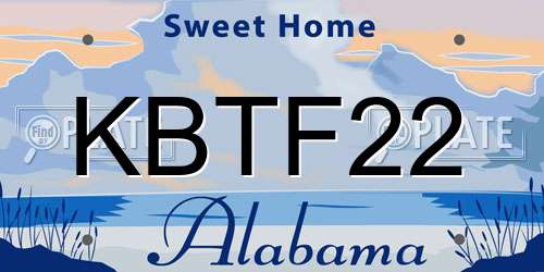 KBTF22 Alabama License Plate