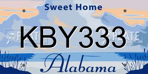 KBY333 Alabama License Plate